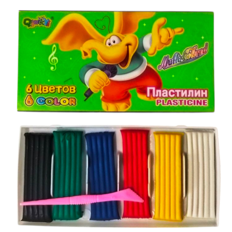 Пластилин детский 6 цветов (96шт.ящ)