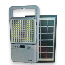 Фонарь аккумуляторный,2 режима,120 LED с солнечной панелью (10шт.ящ)